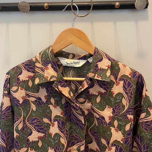Vintage Diane von Fürstenberg Floral Button-Up Blouse – Made in Thailand, Medium - Picture 3 of 8